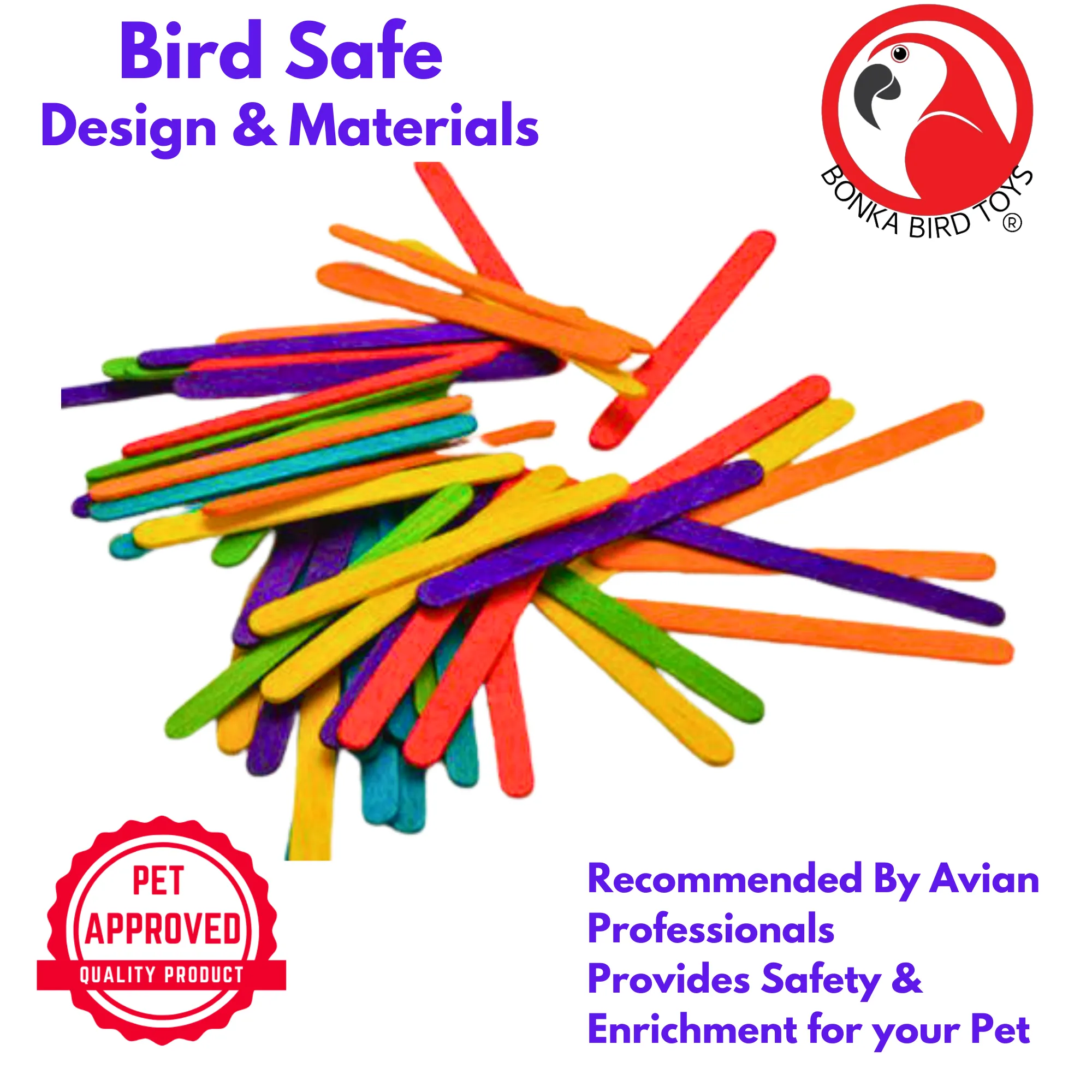 1227 Pk50 Colored Wooden Chewy Sticks