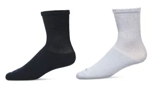 2 Pair Diabetic Full Cushion Crew Socks -Navy-Gray -Large