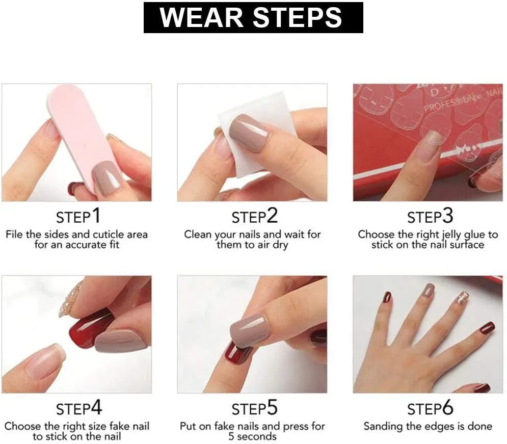 24 Pcs Pink Press on Nails Medium Length Kids Fake Nails 416602