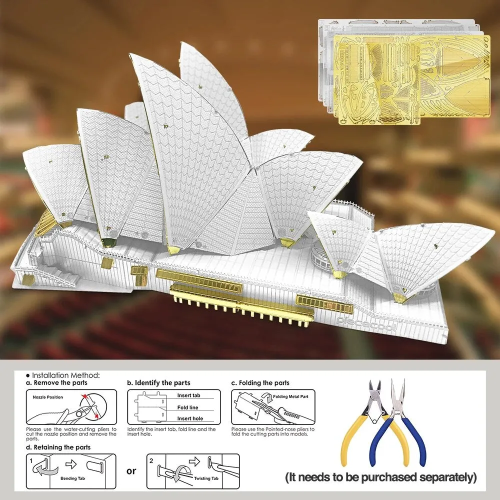 3d Metal Puzzle Sydney Opera House Model Building Kits Assembly Diy Toys Jigsaw for Teens