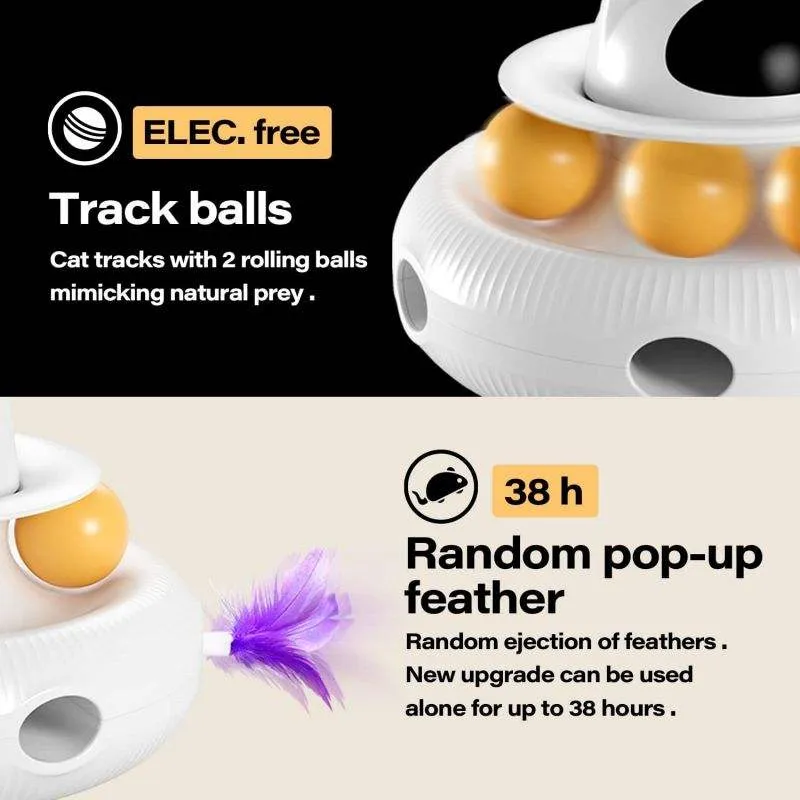 4-in-1 Interactive Cat Teaser Toy with Laser, Feather Stick, and Trackball