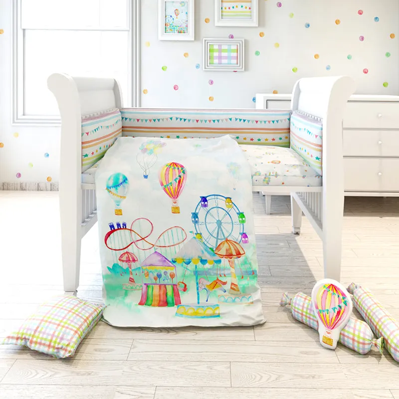 7 Piece Organic Baby Cot Bedding Set - Carnival