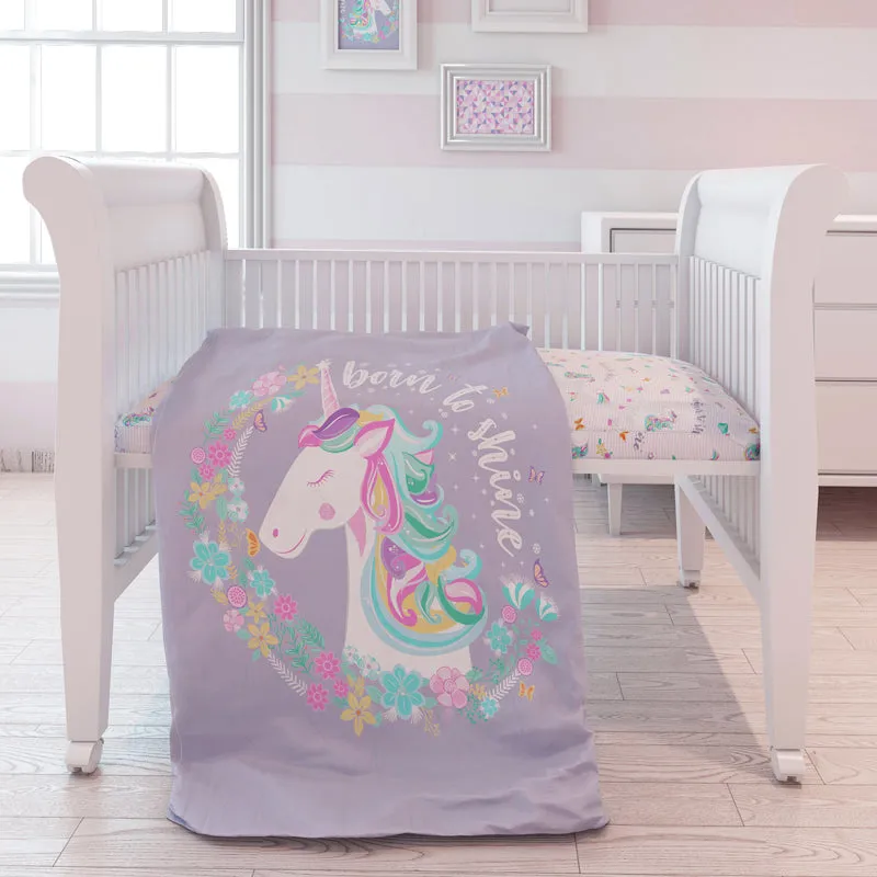 7 Piece Organic Baby Cot Bedding Set - Unicorn