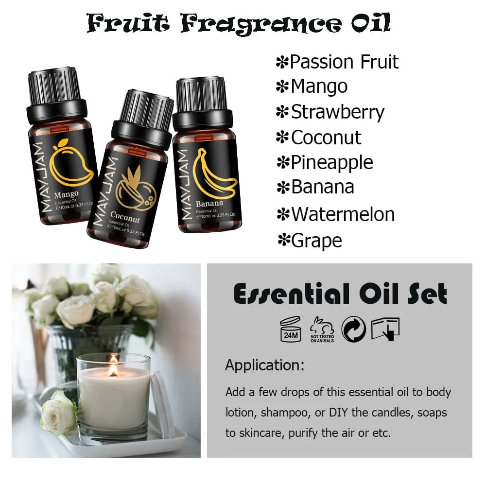 8pcs Fruit Essential Oils Set for Candle Soap Making Mango Coconut Skin