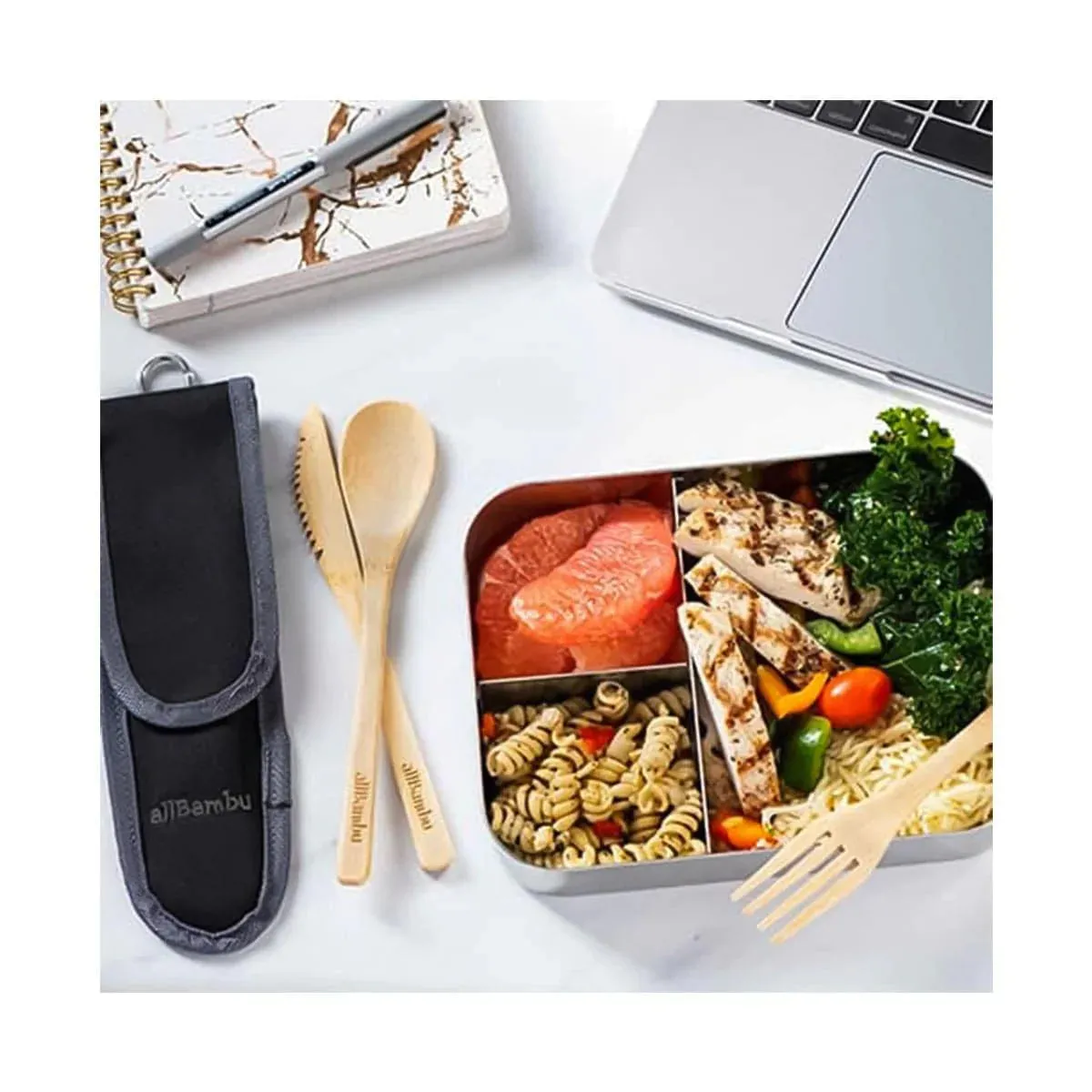 AllBambu On the Go Eco Bamboo Cutlery Set