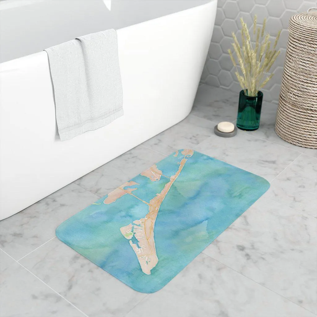 Anna Maria Island Watercolor Map Memory Foam Bath Mat