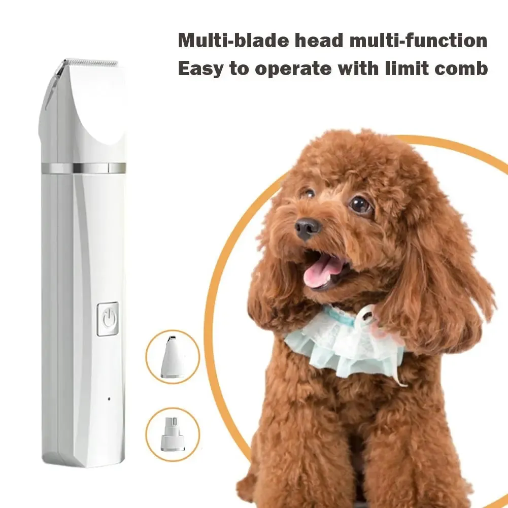AnniePaw 4 in 1 Rechargeable Electric Pet Hair Trimmer  Dog Cat Grooming Nail Grinder Cordless Professional Tools