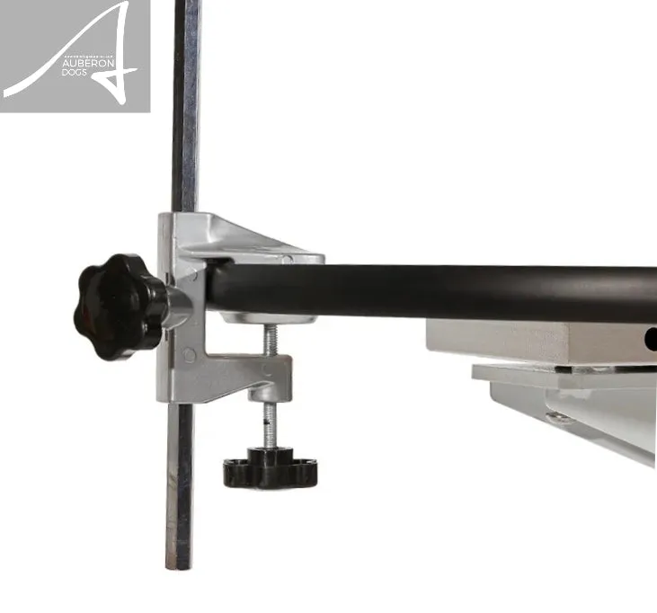Auberon Round Height adjustable handsfree dog grooming table with foot pedal control & adjustable grooming arm   loop