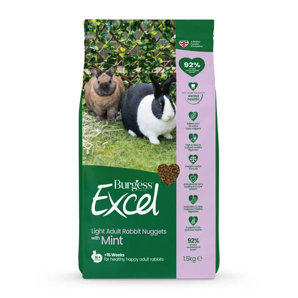 Burgess Excel Light Nuggets Rabbit Food  4 x 1.5kg