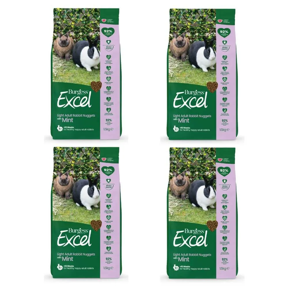 Burgess Excel Light Nuggets Rabbit Food  4 x 1.5kg