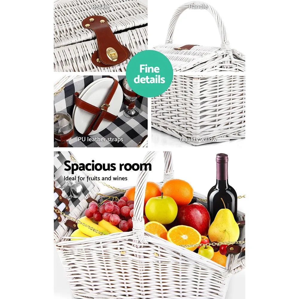 Deluxe 2 Person Outdoor Picnic Basket With Cheese Board