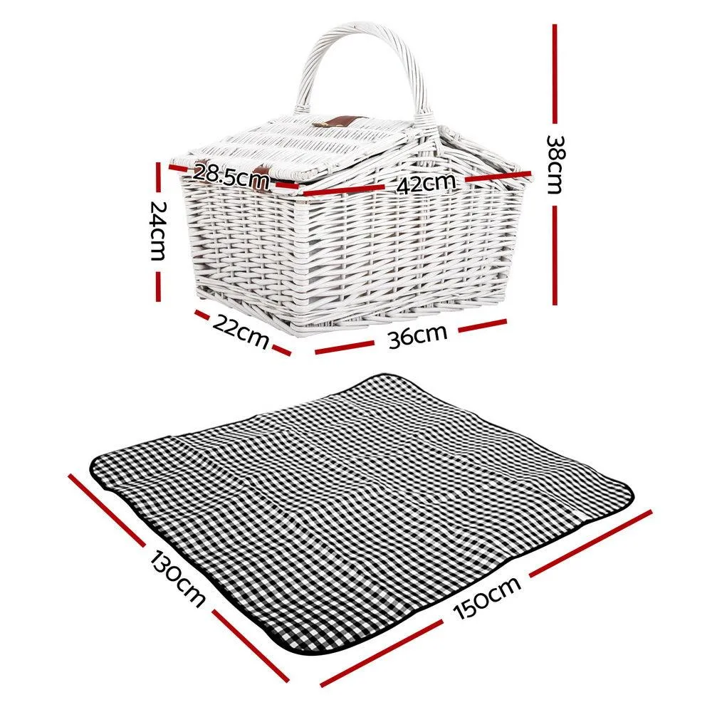 Deluxe 2 Person Outdoor Picnic Basket With Cheese Board