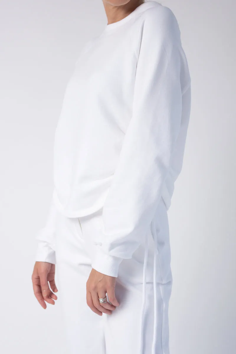Drawcord Sweatshirt in White