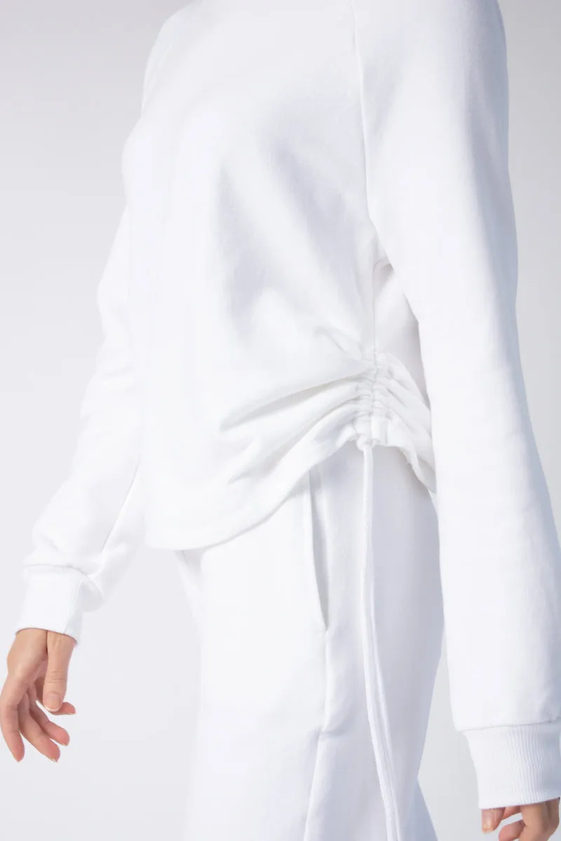 Drawcord Sweatshirt in White