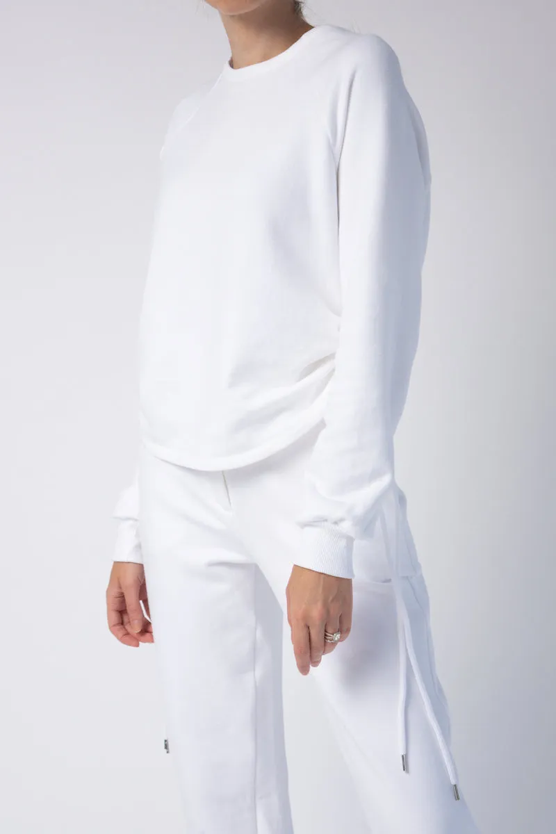 Drawcord Sweatshirt in White