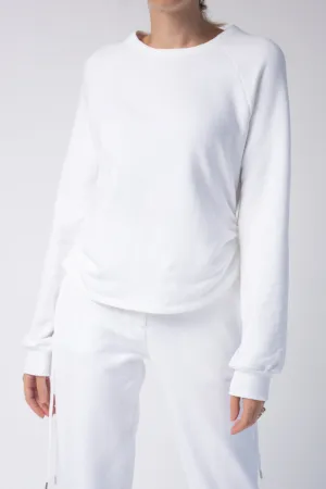 Drawcord Sweatshirt in White