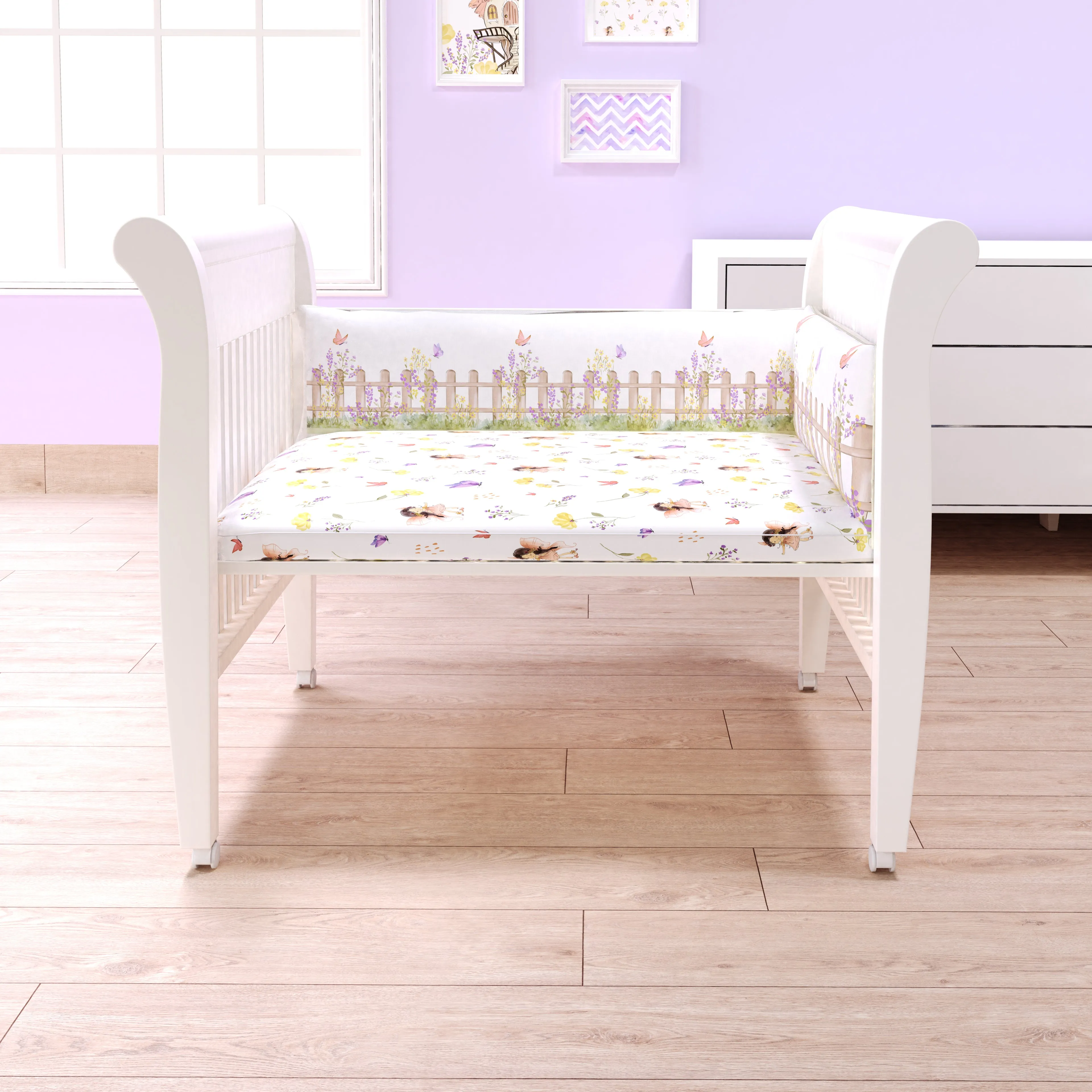 Fancy Fluff Organic Cot Half Bumper - Pixie Dust