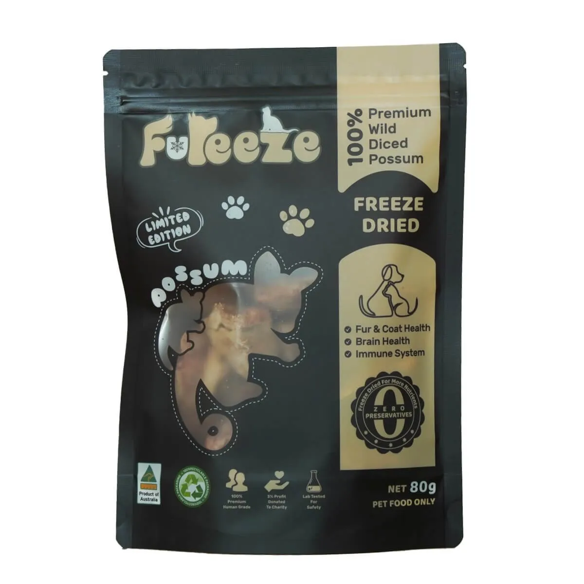 Freeze Dried Diced Possum By Fureeze™80g