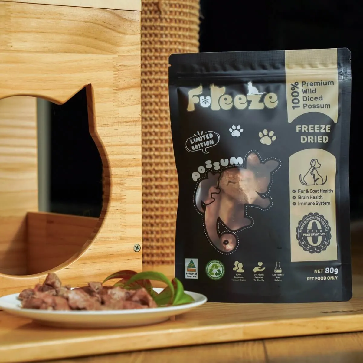 Freeze Dried Diced Possum By Fureeze™80g