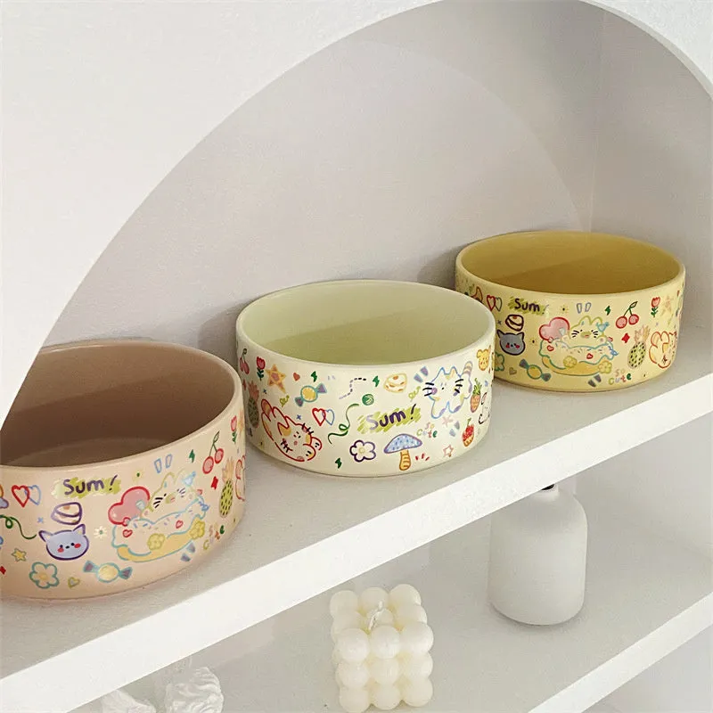 Graffiti Ceramic Double Pet Bowl