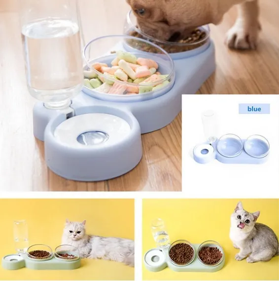 High Quality Pet Dogs Cats Double Bowls Food Water Feeder Container Dispenser for Dogs Cats Drinking Bowl