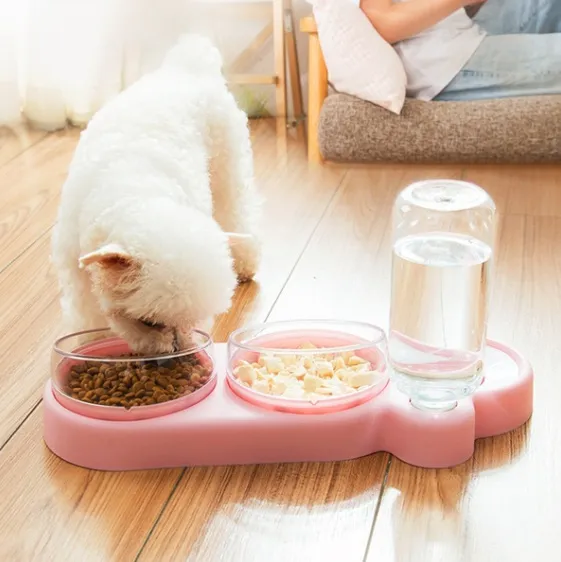 High Quality Pet Dogs Cats Double Bowls Food Water Feeder Container Dispenser for Dogs Cats Drinking Bowl