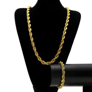 Hip Hop Jewelry Sets- 10mm Rope Chain Long Necklace