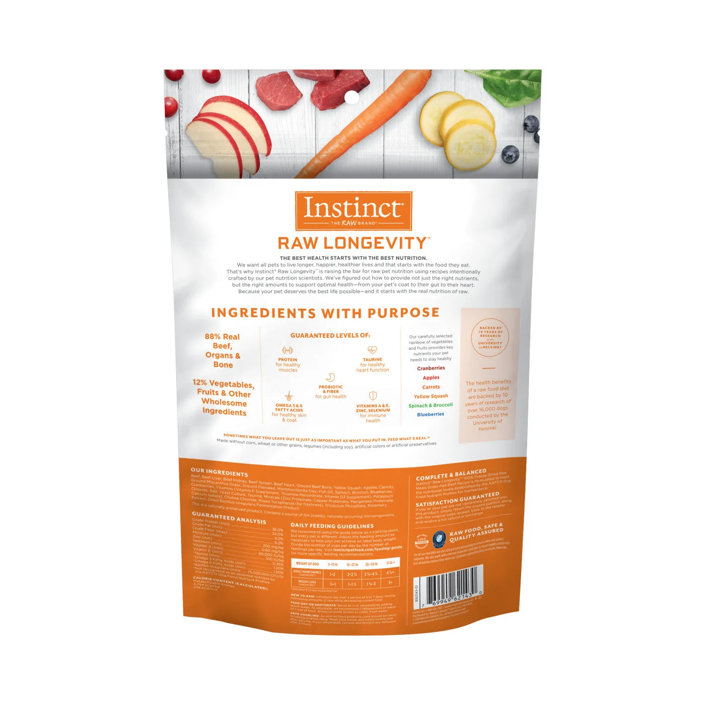Instinct Raw Longevity Frozen Bites Grass-Fed Beef & Wild-Caught Cod Recipe Dog Food