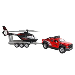 Kids Globe Off Road Vehicle W/ Trailer & Helicopter