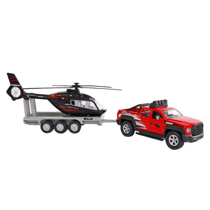 Kids Globe Off Road Vehicle W/ Trailer & Helicopter