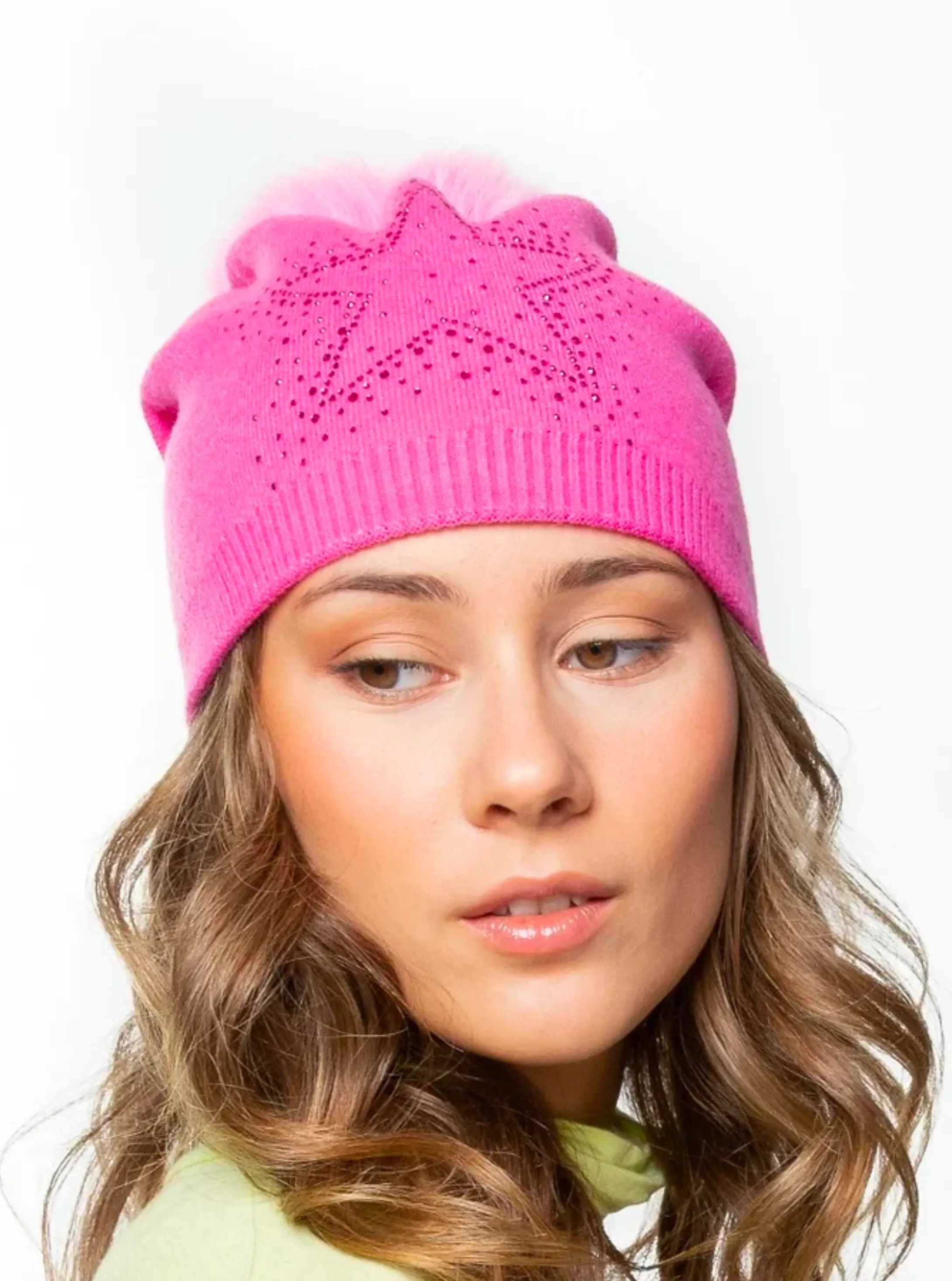 Knitted Hat [Hot Pink-HTAN36]