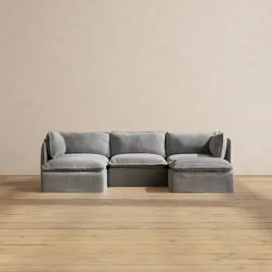 Modular Washable 3-Seater U-Sectional in Ash | Deluxe  Seat | Cloud Pillow