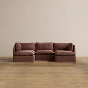 Modular Washable 3-Seater U-Sectional in Chestnut | Deluxe  Seat | Cloud Pillow