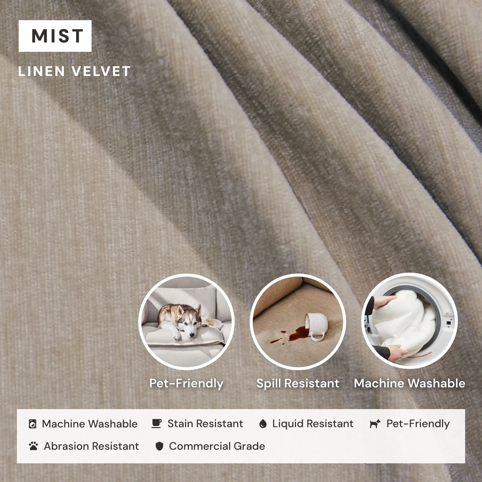 Modular Washable 7-Seater Open-Ends U-Sectional in Mist | Deluxe  Seat | Cloud Pillow