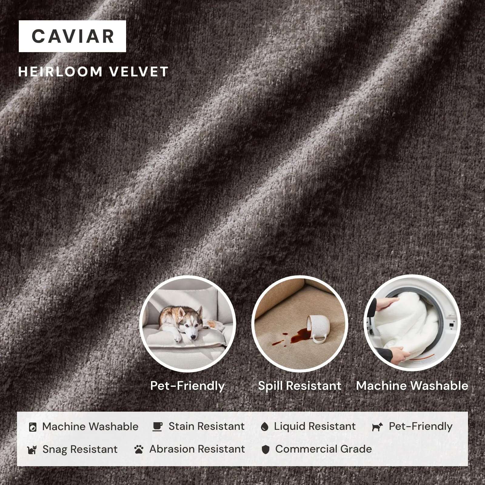Modular Washable 7-Seater U-Sectional   Ottoman in Caviar | Memorix  Seat | Cloud Pillow