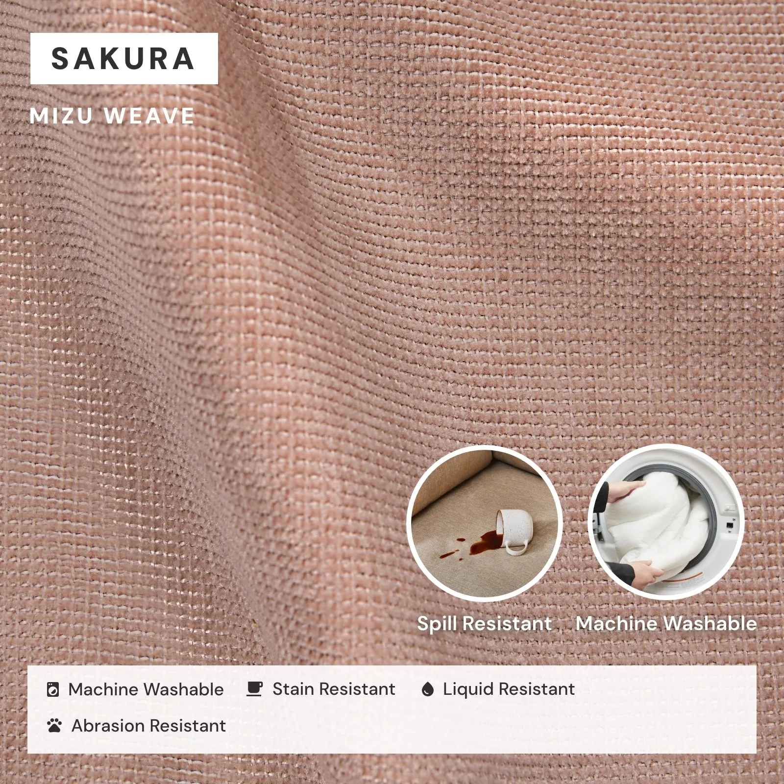 Modular Washable 7-Seater U-Sectional   Ottoman in Sakura | Memorix  Seat | Cloud Pillow