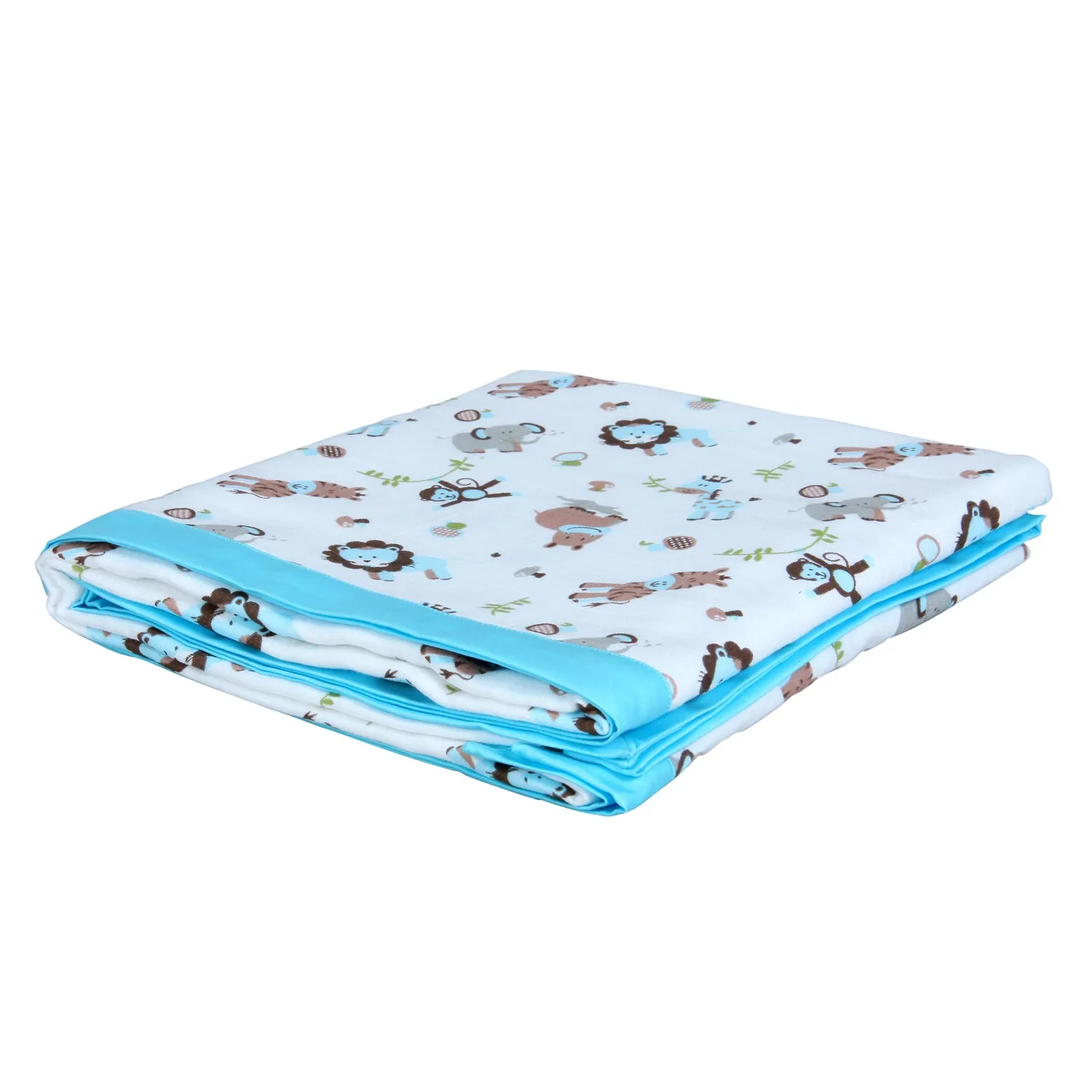 My Milestones 100% Cotton Muslin Baby Blanket - 6 Layered (43x43 inches) - Zoo Print Blue