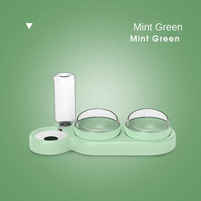 New Pet Food Utensils Cute Cat Dogd Feeding Hit Color Belt Drinking Bottle Three-in-one Bowl Feeding and Water Cat Bowl for Cat