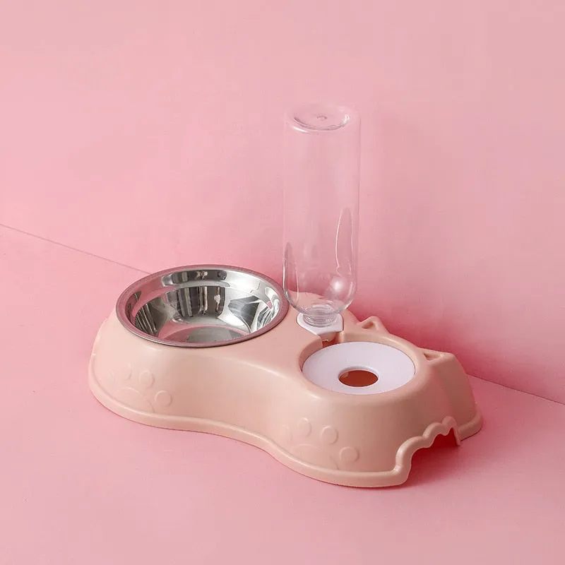 New Pet Food Utensils Cute Cat Dogd Feeding Hit Color Belt Drinking Bottle Three-in-one Bowl Feeding and Water Cat Bowl for Cat