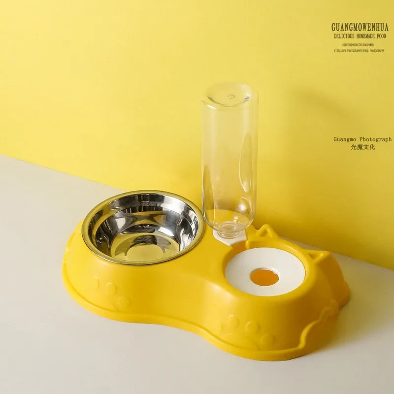 New Pet Food Utensils Cute Cat Dogd Feeding Hit Color Belt Drinking Bottle Three-in-one Bowl Feeding and Water Cat Bowl for Cat