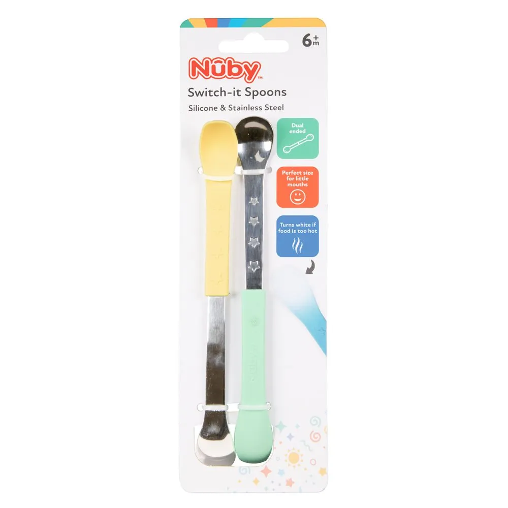 Nuby Switch-it First Spoons Silicone And Metal 2Pk 6m 
