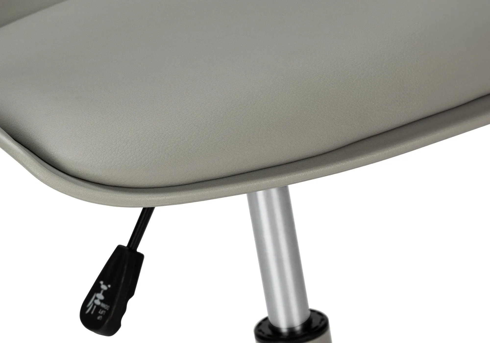 Office Chair, Adjustable Height, Swivel, Ergonomic, Computer Desk, Work, Juvenile, Grey Leather Look, Grey Metal, Contemporary, Modern