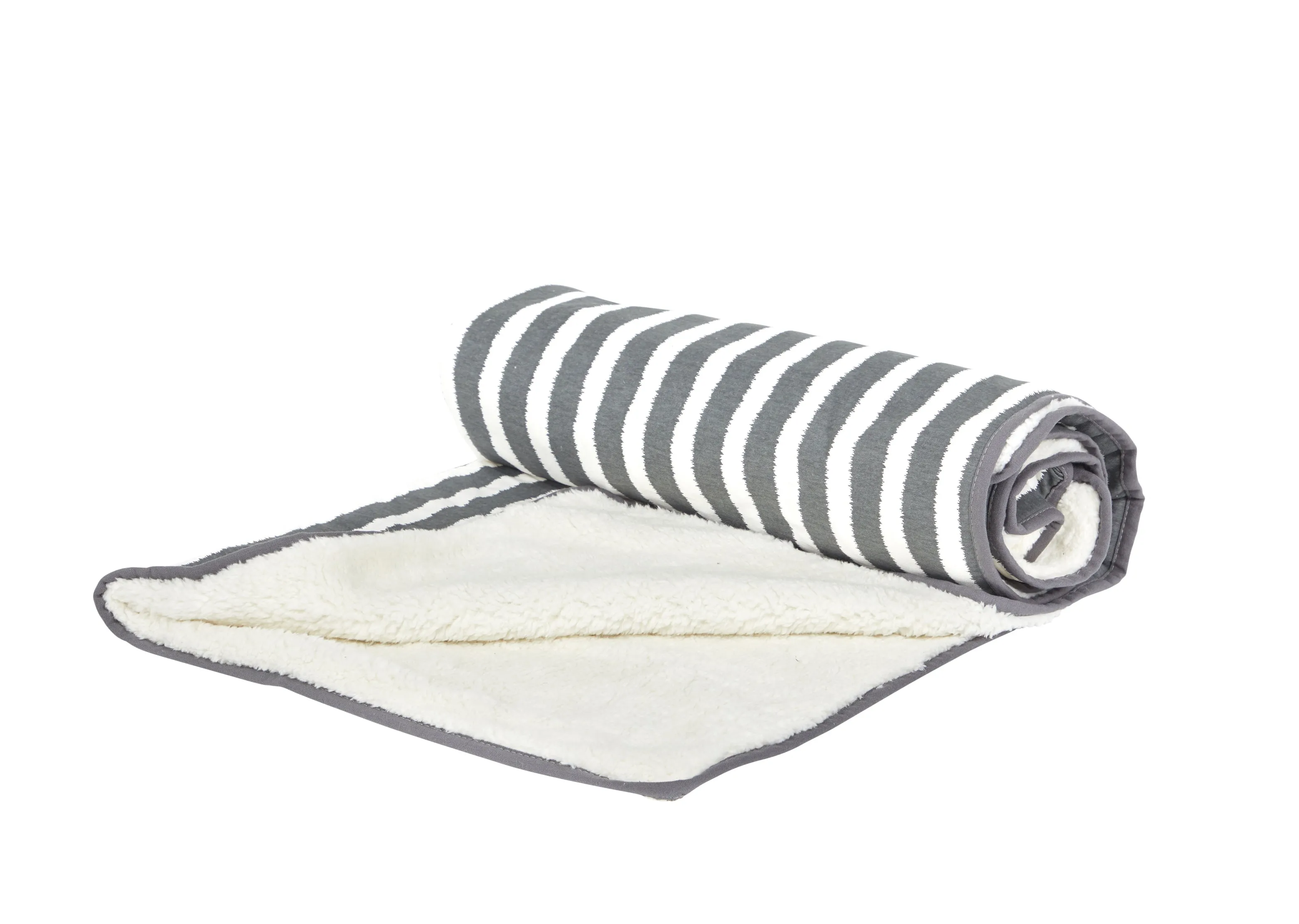 Pet Blanket with Fleece - Charcoal Hamptons Stripe