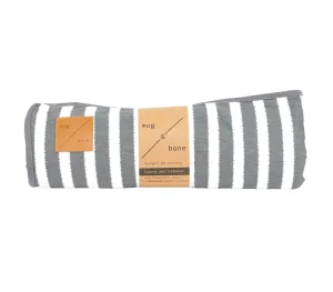 Pet Blanket with Fleece - Charcoal Hamptons Stripe