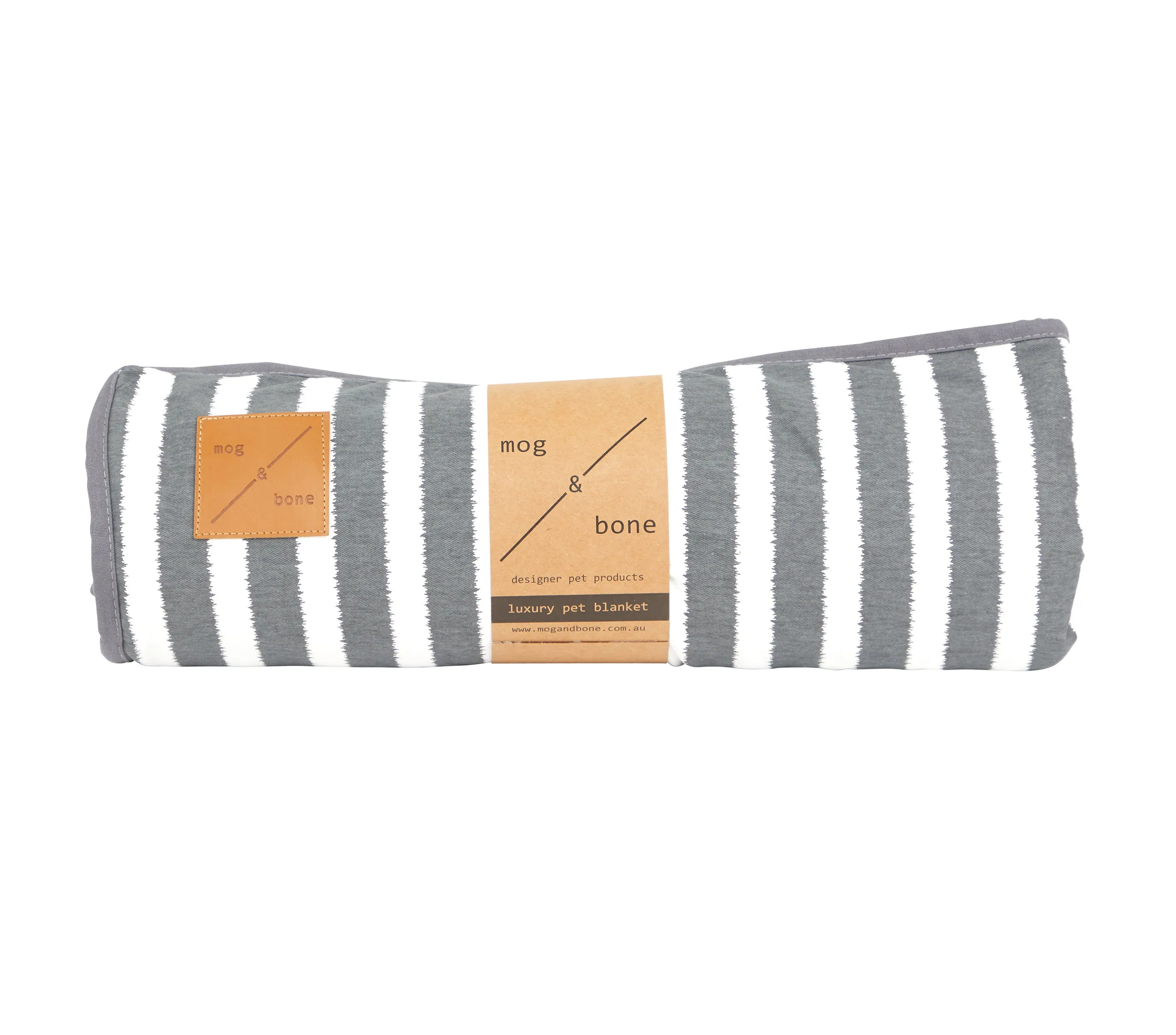 Pet Blanket with Fleece - Charcoal Hamptons Stripe