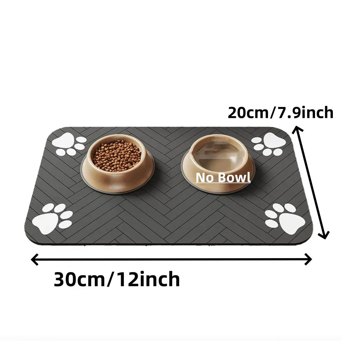 Pet Food Mat with Paw Print