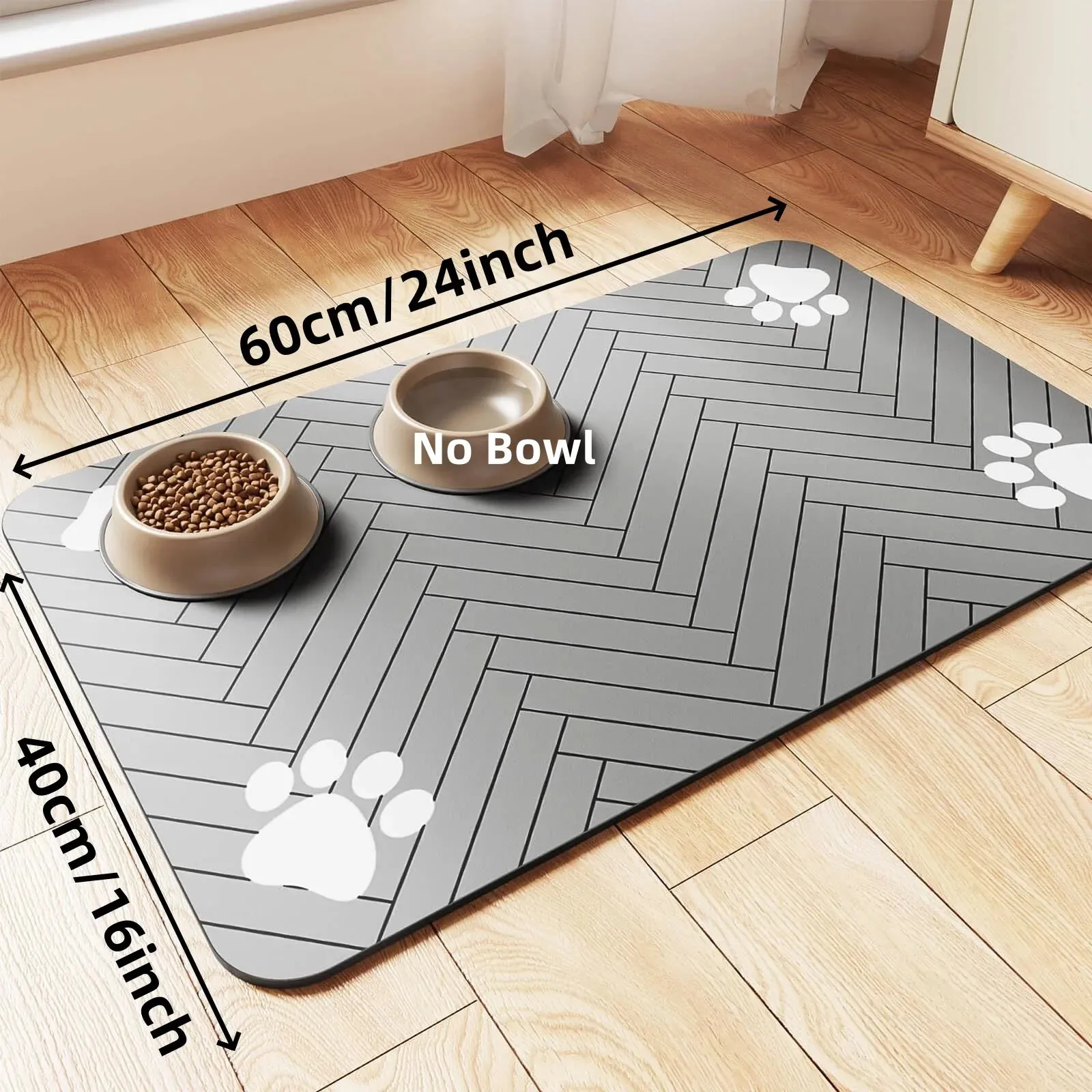 Pet Food Mat with Paw Print