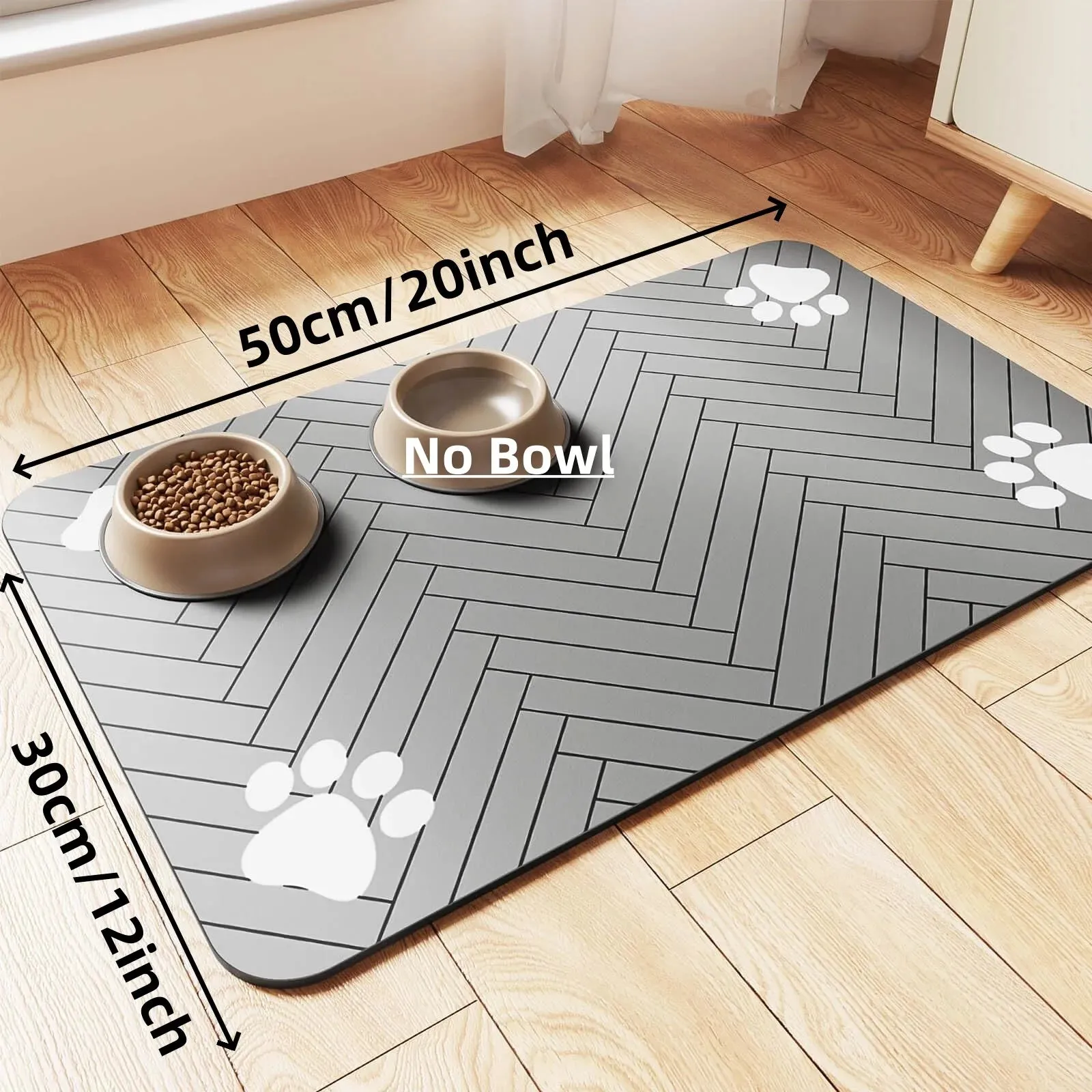 Pet Food Mat with Paw Print