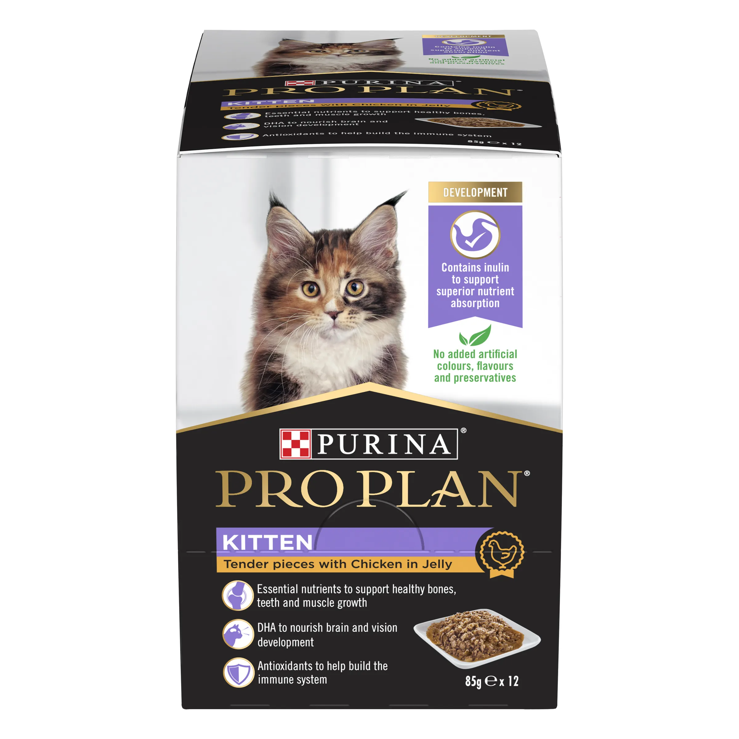 Pro Plan Chicken Kitten Wet Cat Food Pouches 85g x 12