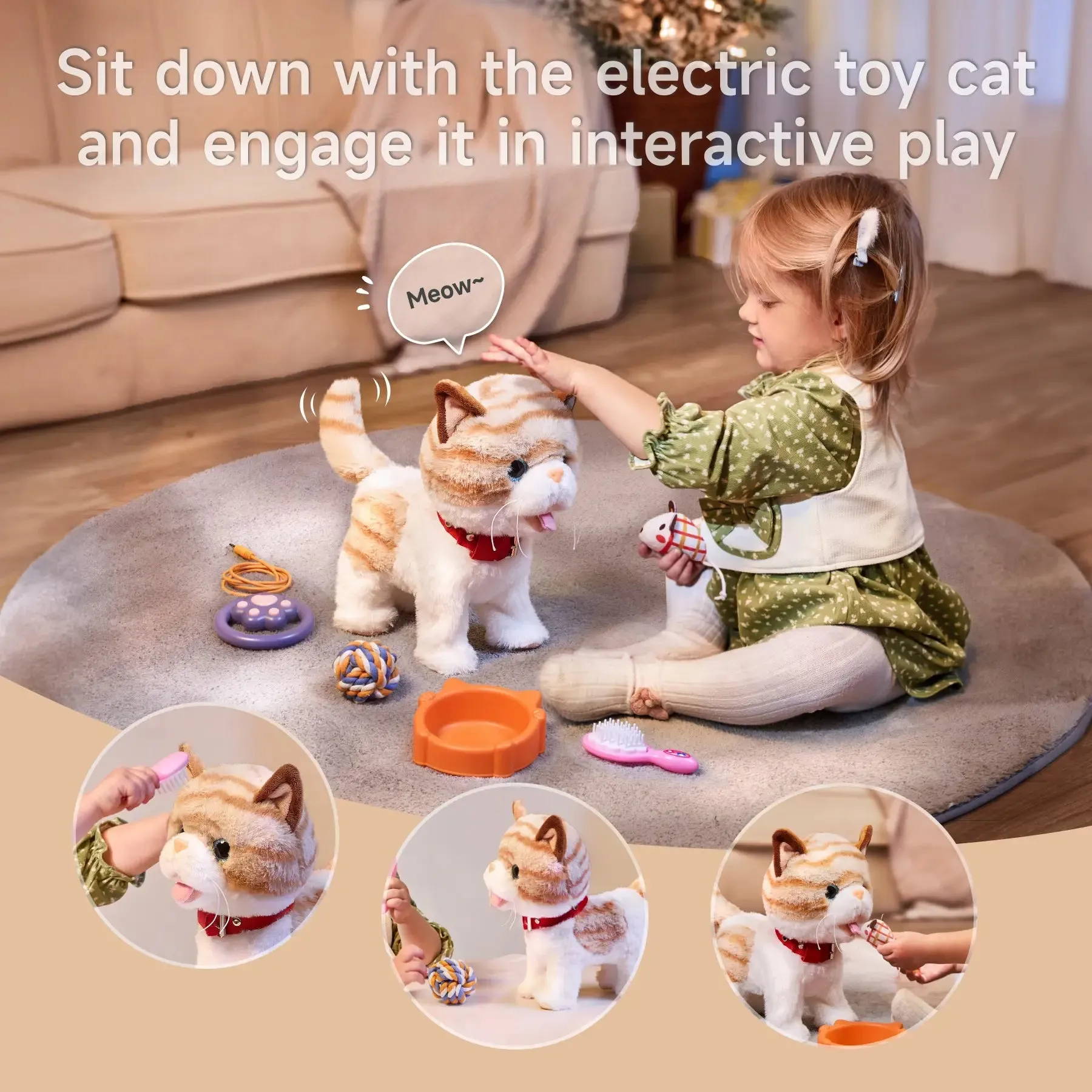 Realistic Walking Kitty Cat Toy with Leash for Sale